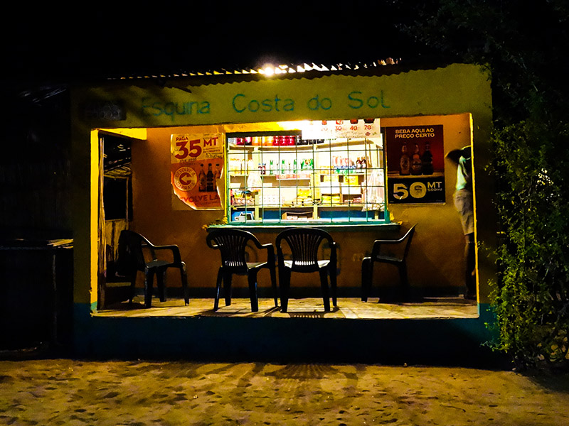 Rural Shop lit up by electric